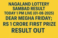 Nagaland Lottery Sambad Result Today 1 PM Live (01-08-2025): Dear MEGHA Friday का Result घोषित, 1 करोड़ का पहला इनाम!